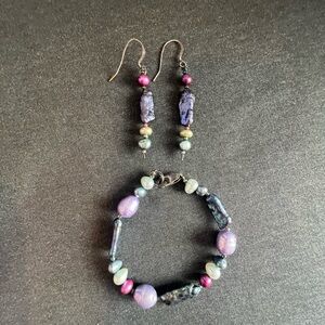 Elegant Purple and Silver Beaded Jewelry Set